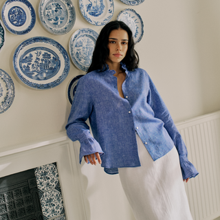 Kew Blouse: Linen, Lapis Blue