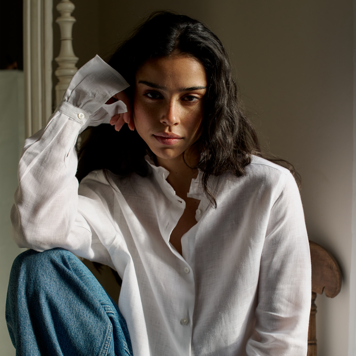 Kew Blouse: Linen, White – With Nothing Underneath