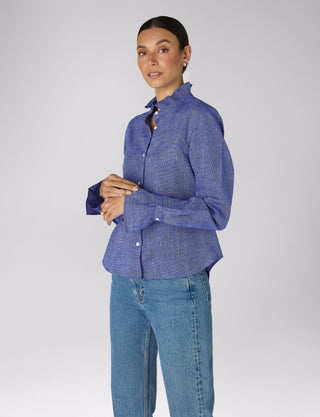 Kew Blouse: Linen, Lapis Blue