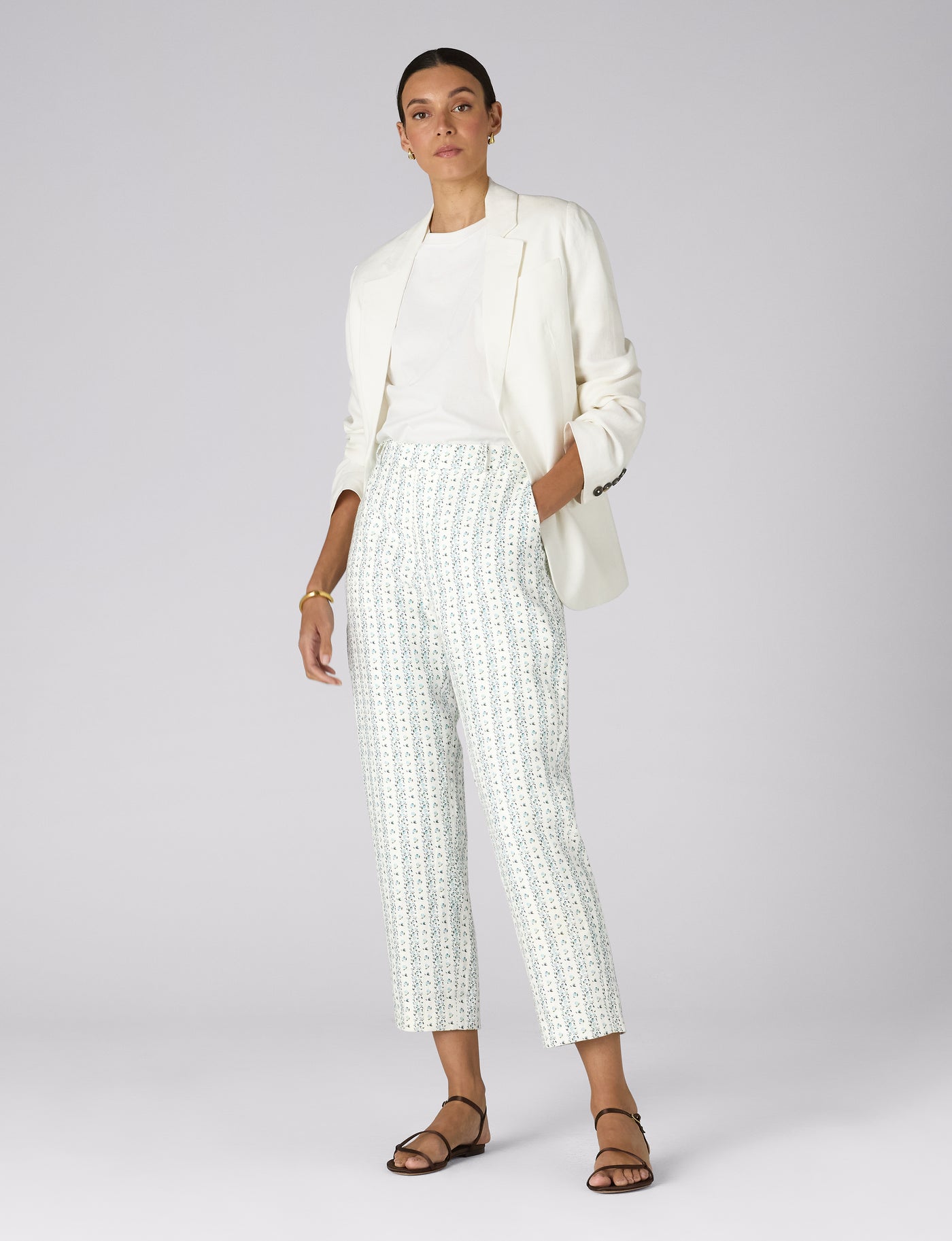 Regent Cigarette Trouser: Linen, Plum Print