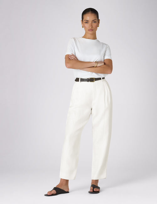Christy Trouser: Linen, Ivory