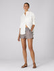 The Set: Hemp White Shirt & TENCEL™ Lyocell, Mocha Multi Stripe Court Short