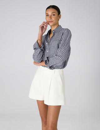 The Classic: Linen, Navy Blue Gingham