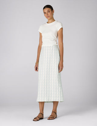 Clara Skirt: Linen, Plum Print