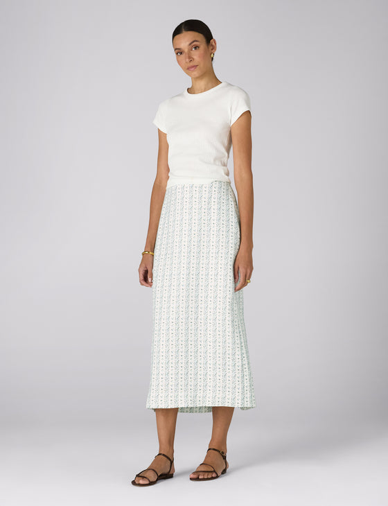 Clara Skirt: Linen, Plum Print