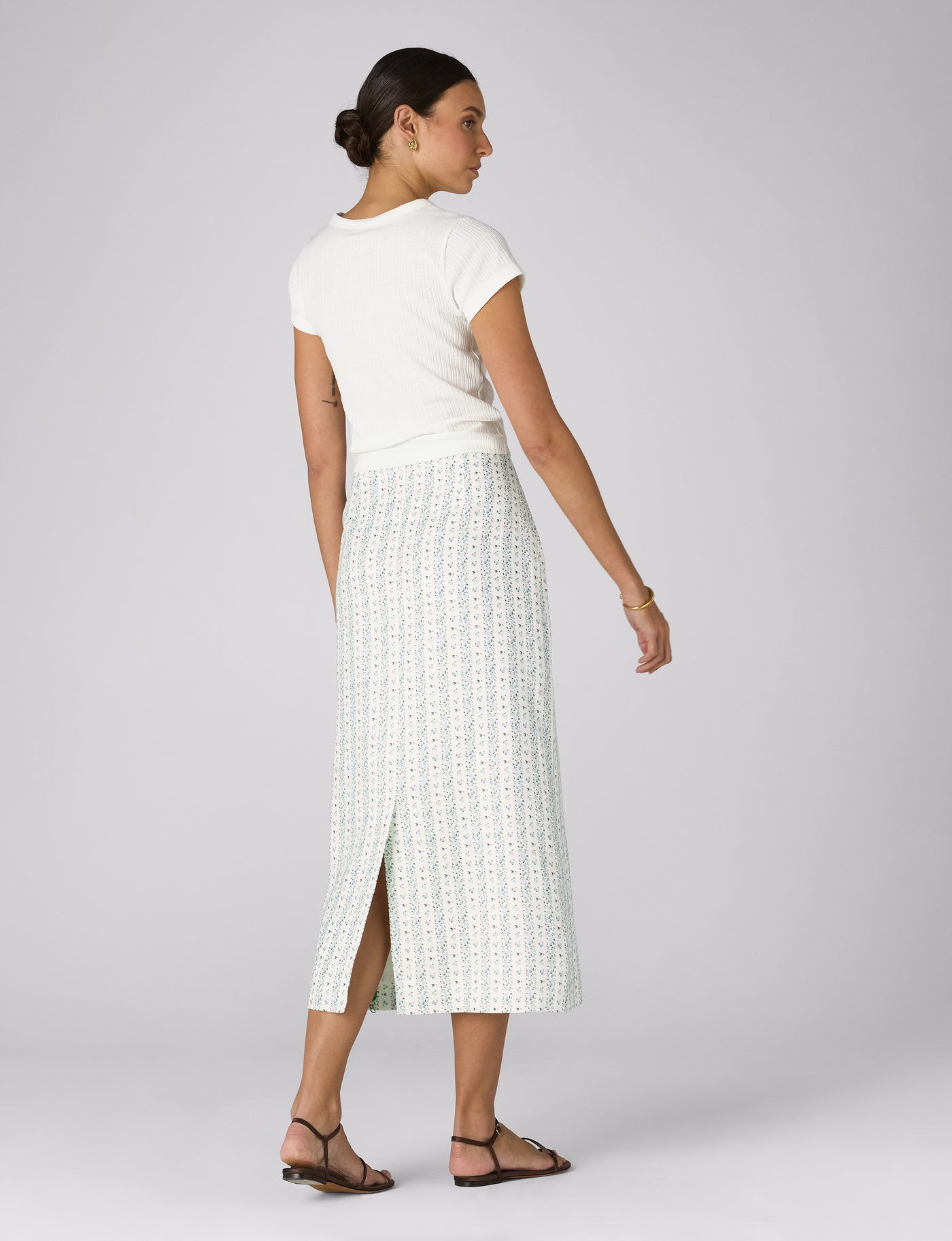 Clara Skirt: Linen, Plum Print