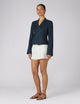 Belgravia Cropped Blazer: Linen, Navy Blue