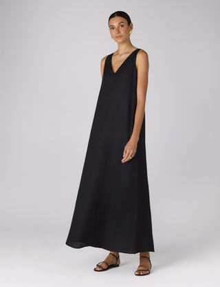 Blenheim Dress: Linen, Black