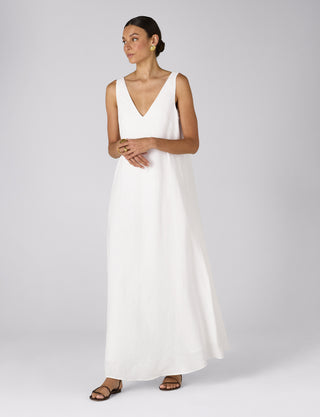 Blenheim Dress: Linen, White