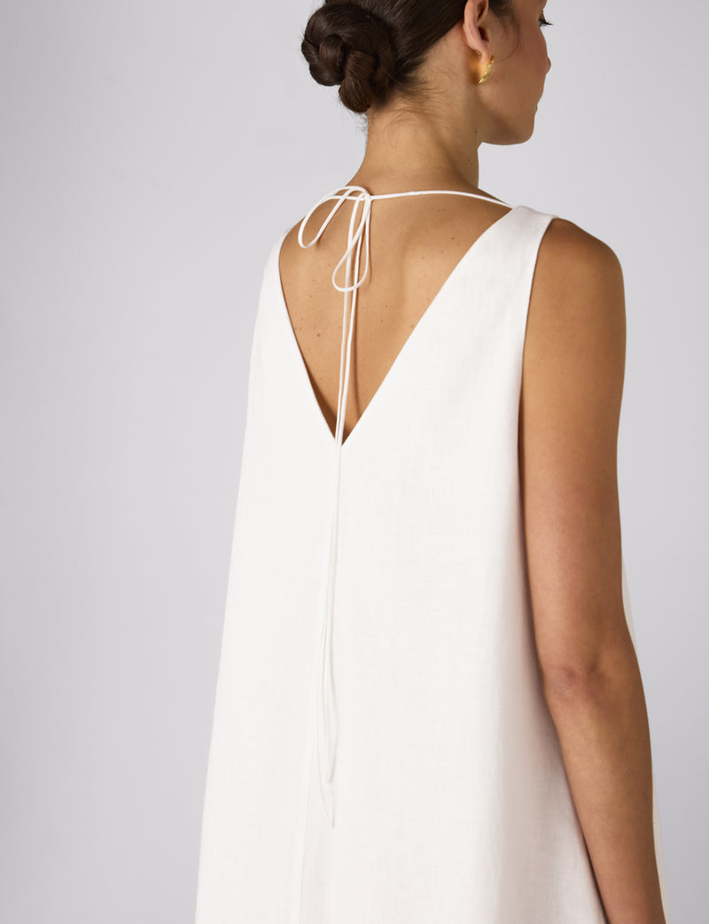 Blenheim Full Length Dress: Linen, White – With Nothing Underneath