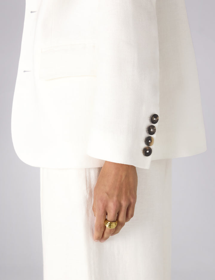 Hutton Blazer: Linen, Ivory