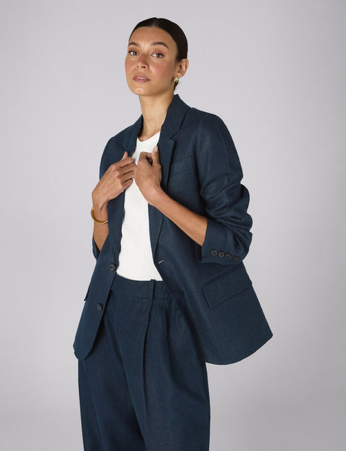 Hutton Blazer: Linen, Navy