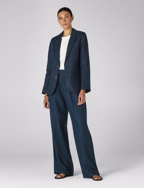 Hutton Blazer: Linen, Navy