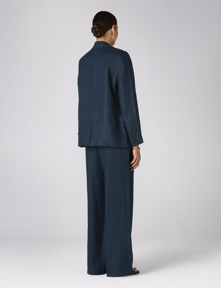 Hutton Blazer: Linen, Navy Blue