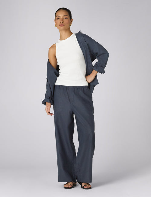 Bay Trouser: Hemp, Navy