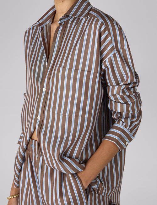The Boxer: TENCEL™ Lyocell, Mocha Multi Stripe