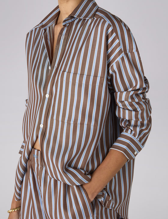 The Boxer: TENCEL™ Lyocell, Mocha Multi Stripe