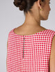 Jackie Top: Linen, Post Box Red Gingham