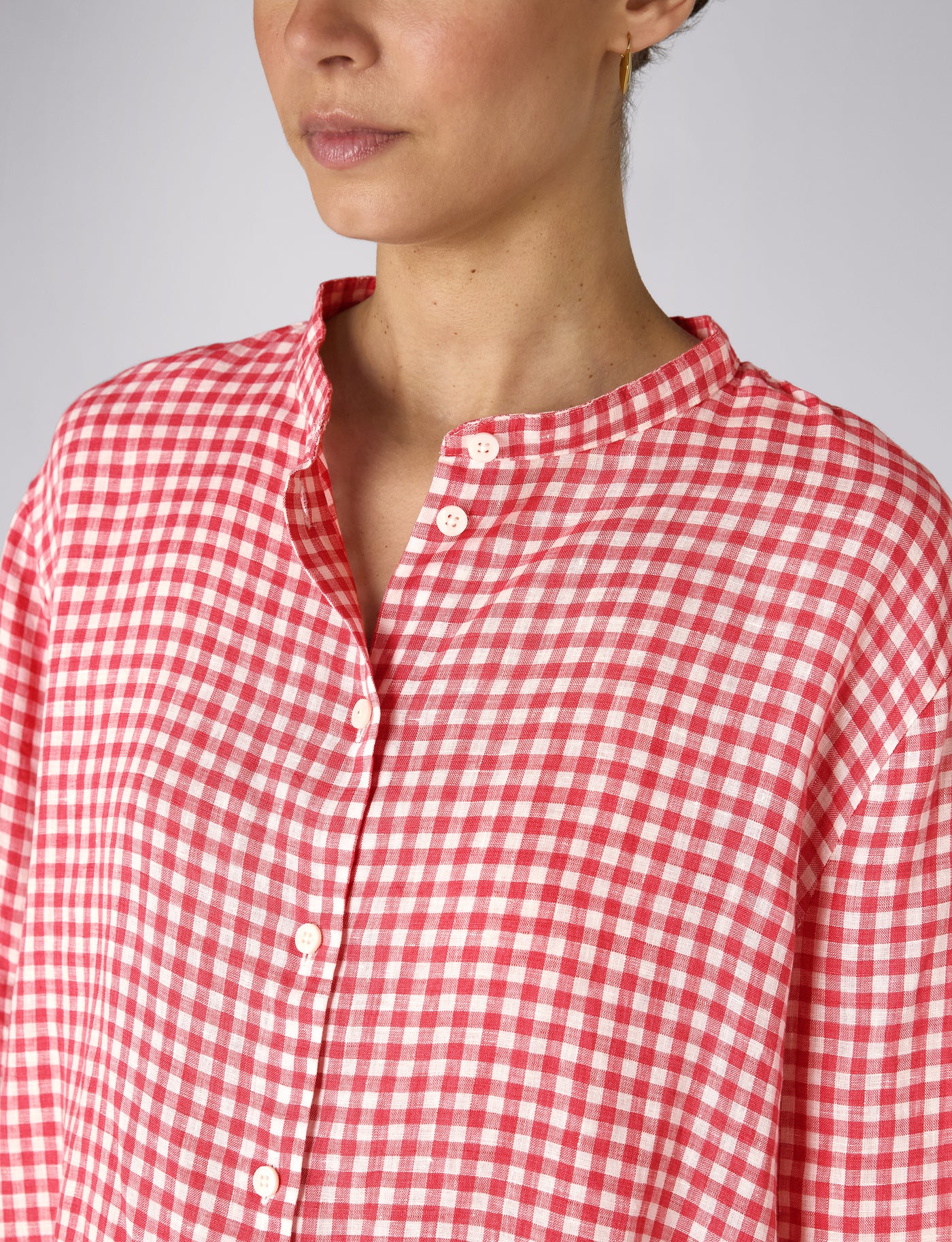 Rye Blouse: Linen, Post Box Red Gingham