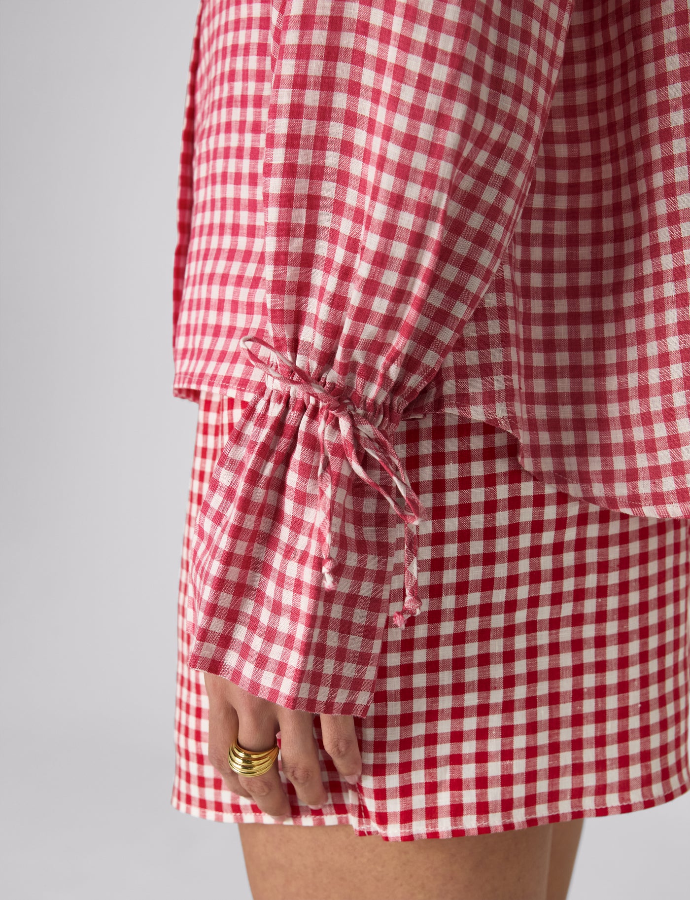 Rye Blouse: Linen, Post Box Red Gingham