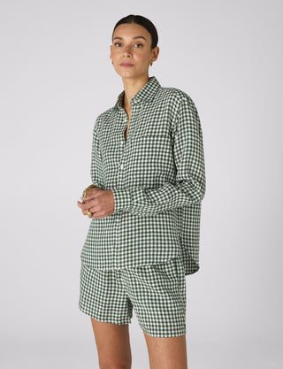 The Boxer: Linen, Green Gingham