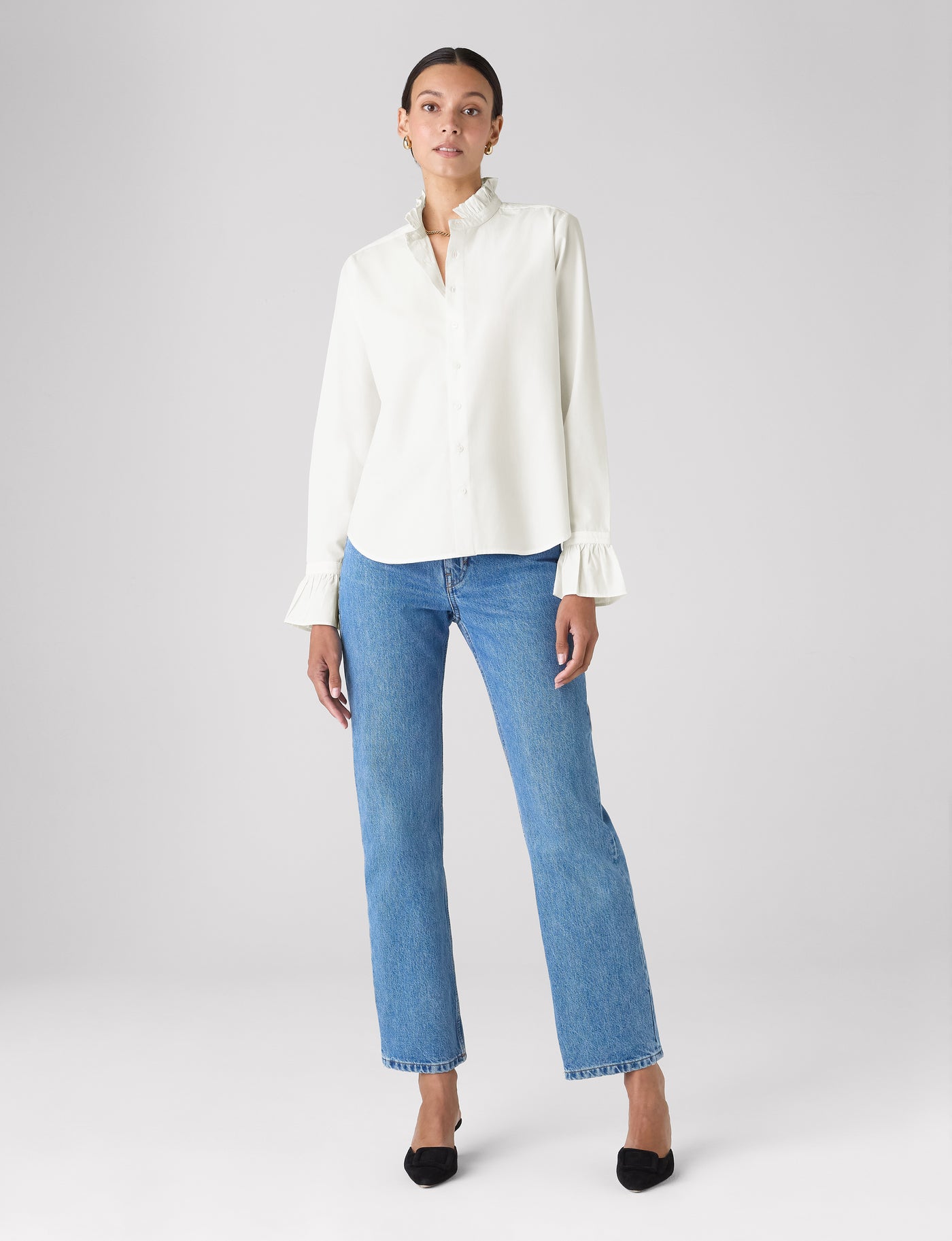 Kew Blouse: Fine Poplin, White