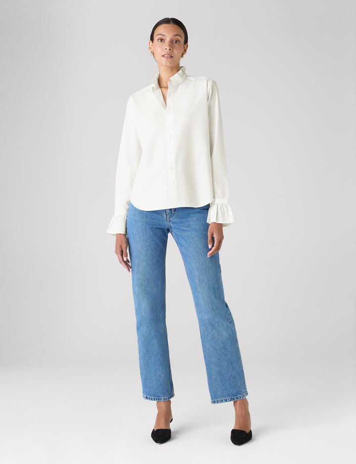 Kew Blouse: Fine Poplin, White