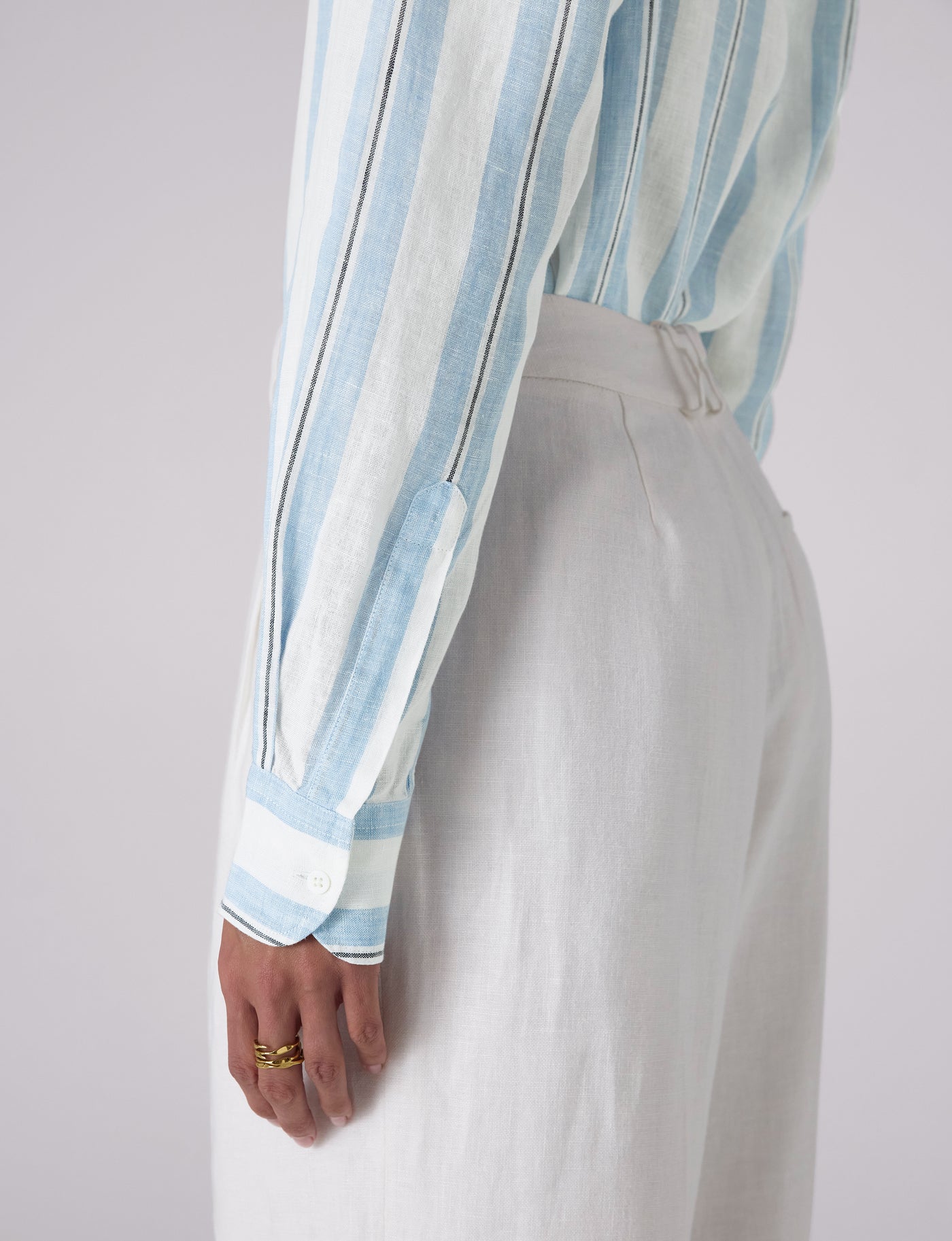 The Boyfriend: Linen, Cornflower Blue Stripe