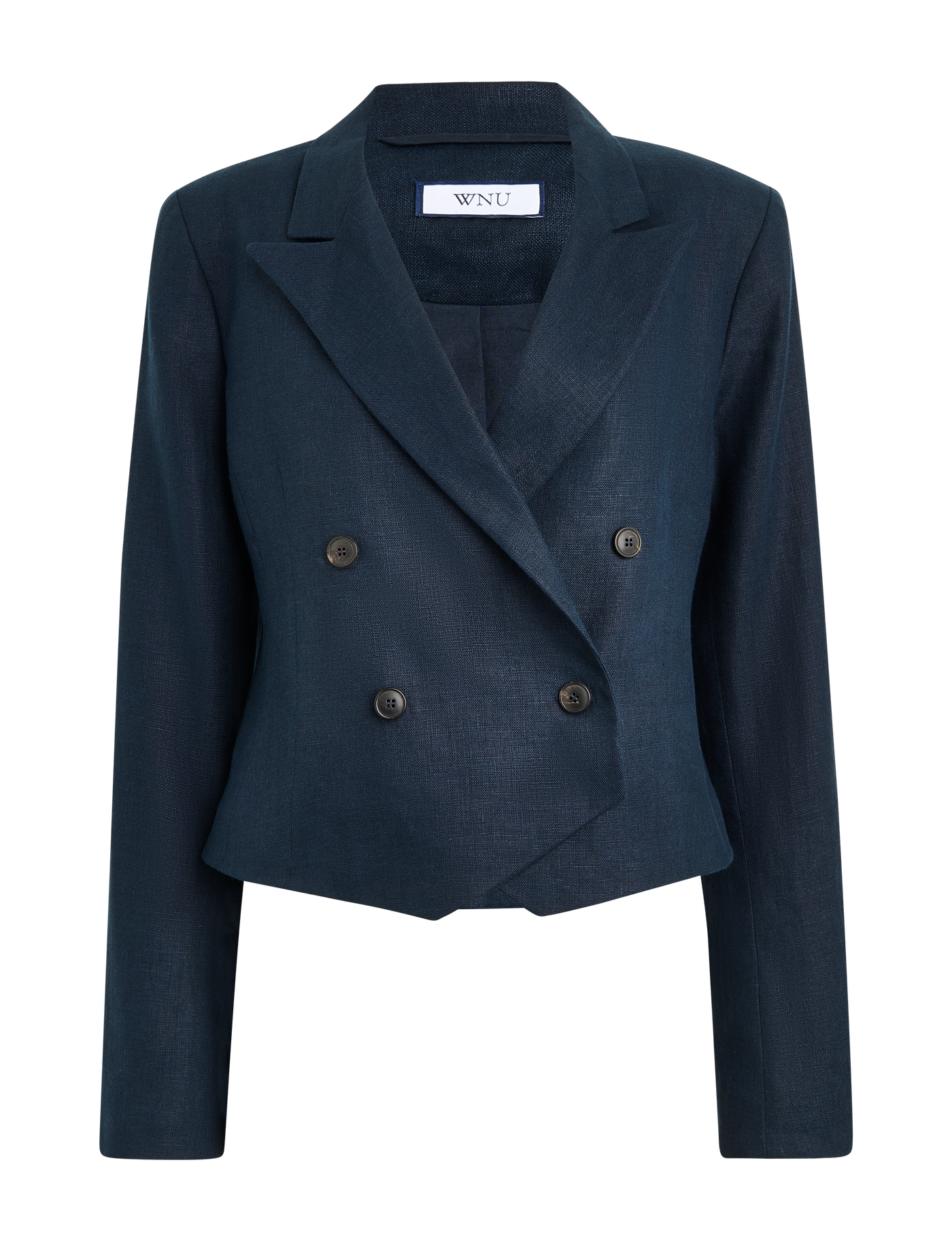 Belgravia Cropped Blazer: Linen, Navy Blue