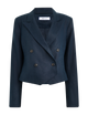 Belgravia Cropped Blazer: Linen, Navy Blue