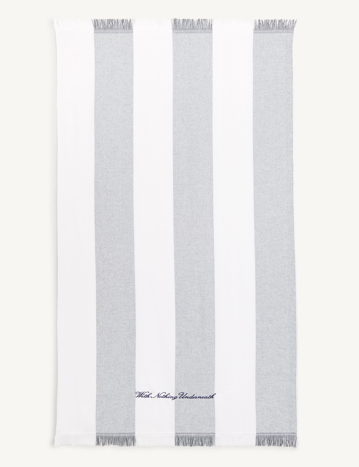 Starboard Towel: Cotton Towelling, Navy Blue Stripe