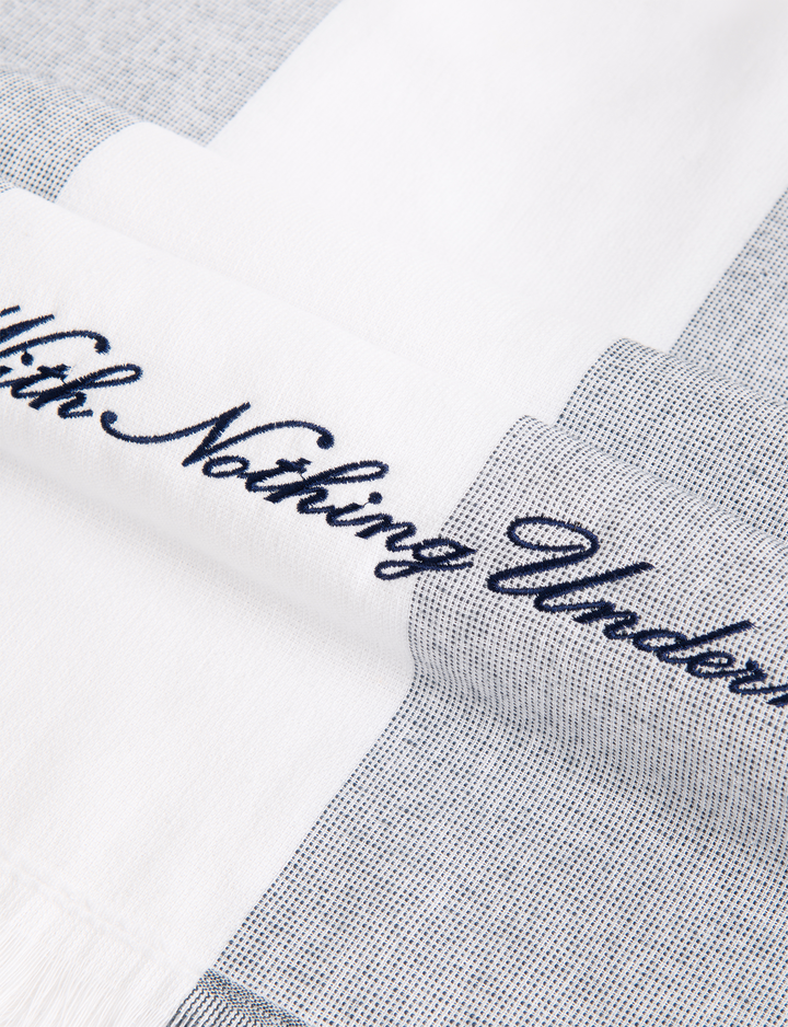 Starboard Towel: Cotton Towelling, Navy Blue Stripe