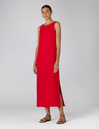 Birley Dress: Linen, Red