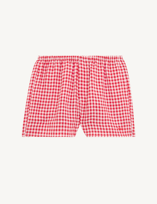 Court Short: Linen, Post Box Red Gingham