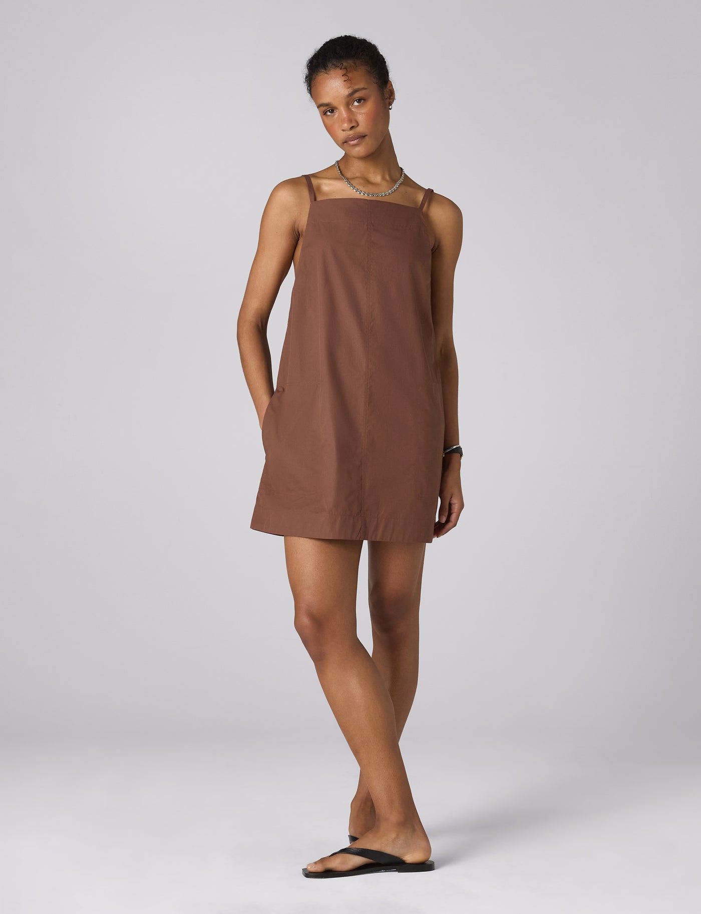 Andros Dress: Fine Poplin, Mocha x Lucy Williams