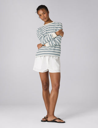 Katergo Top: Cotton Jersey, Icy Blue and Ecru Stripe x Lucy Williams