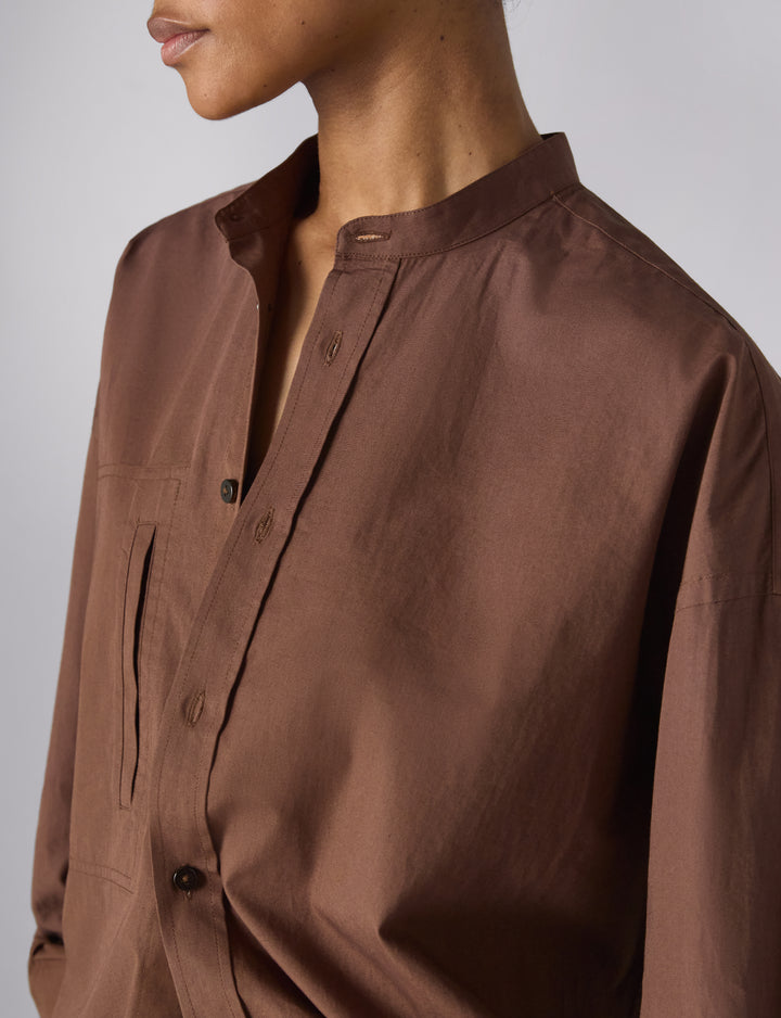Portlligat Shirt: Fine Poplin, Mocha x Lucy Williams