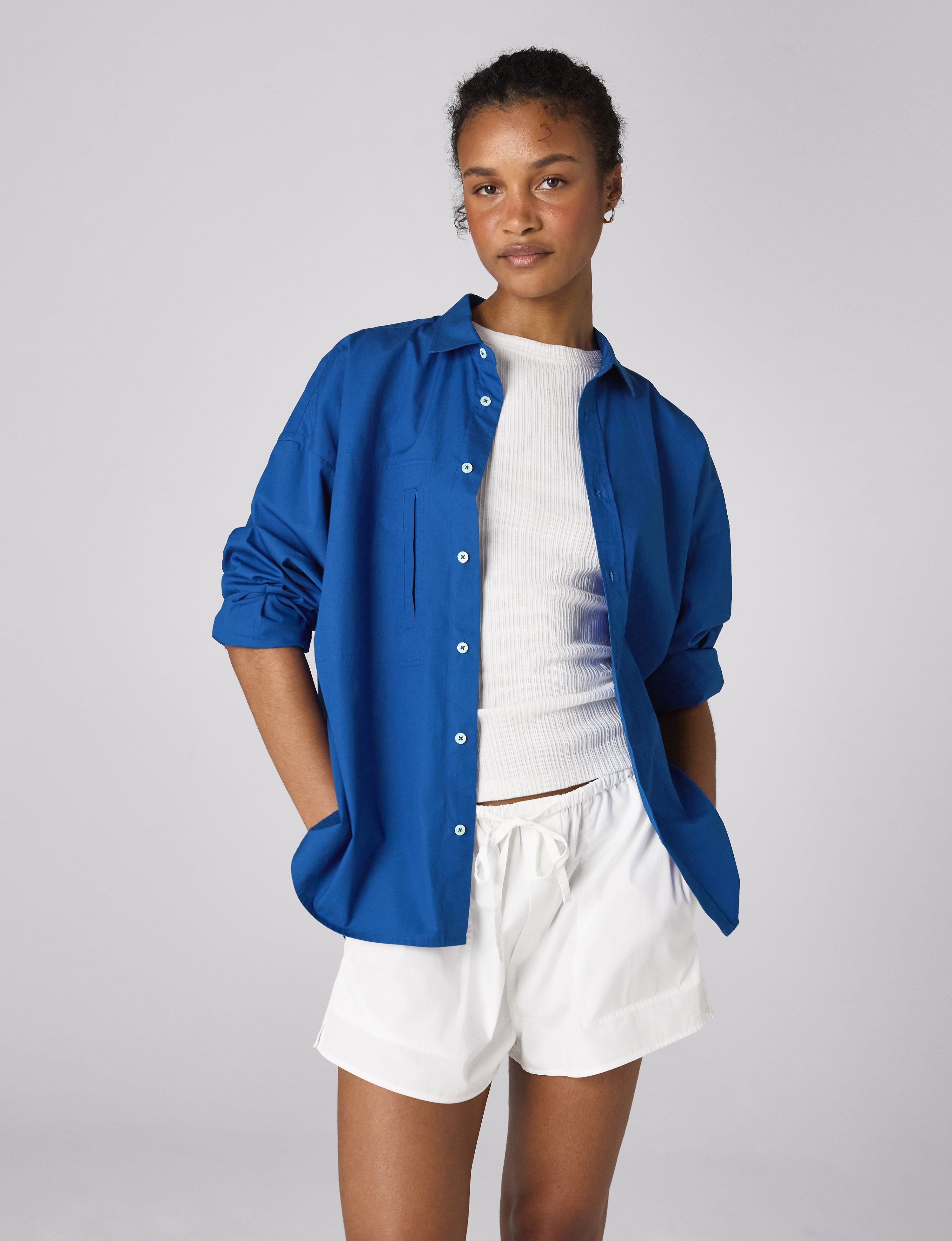 Sóller Shirt: Fine Poplin, Cobalt Blue | Lucy Williams – With