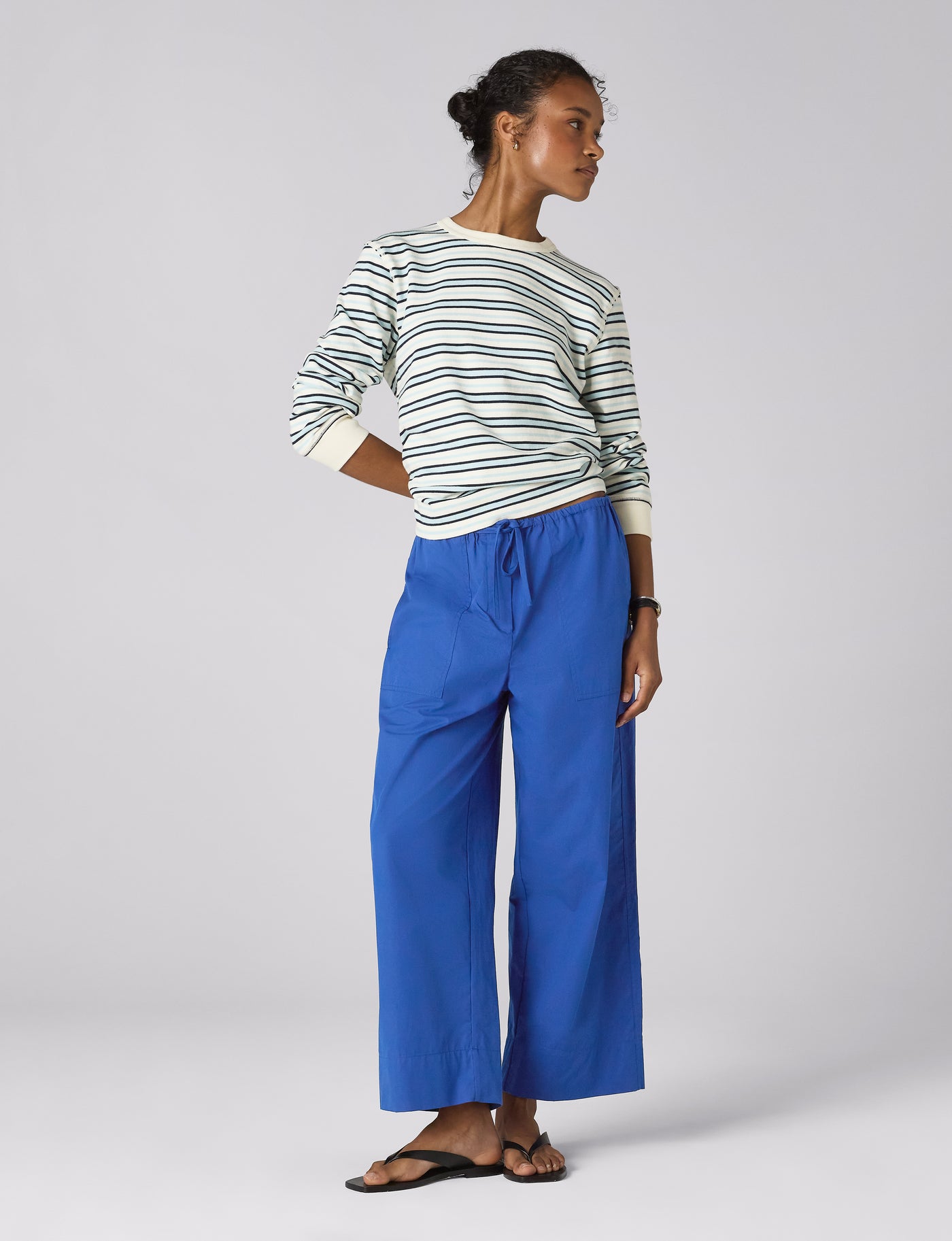 Sifnos Trousers: Fine Poplin, Cobalt Blue x Lucy Williams