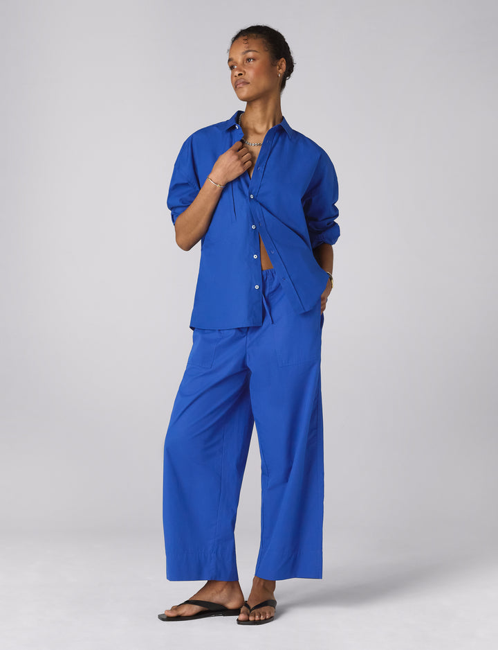 Sifnos Trousers: Fine Poplin, Cobalt Blue x Lucy Williams