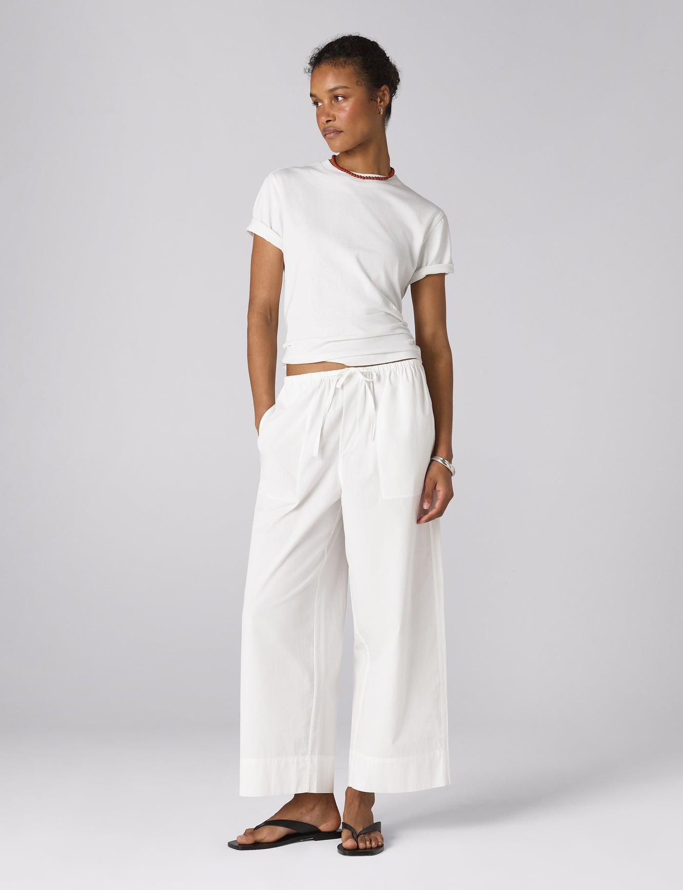 Sifnos Trousers: Fine Poplin, White x Lucy Williams