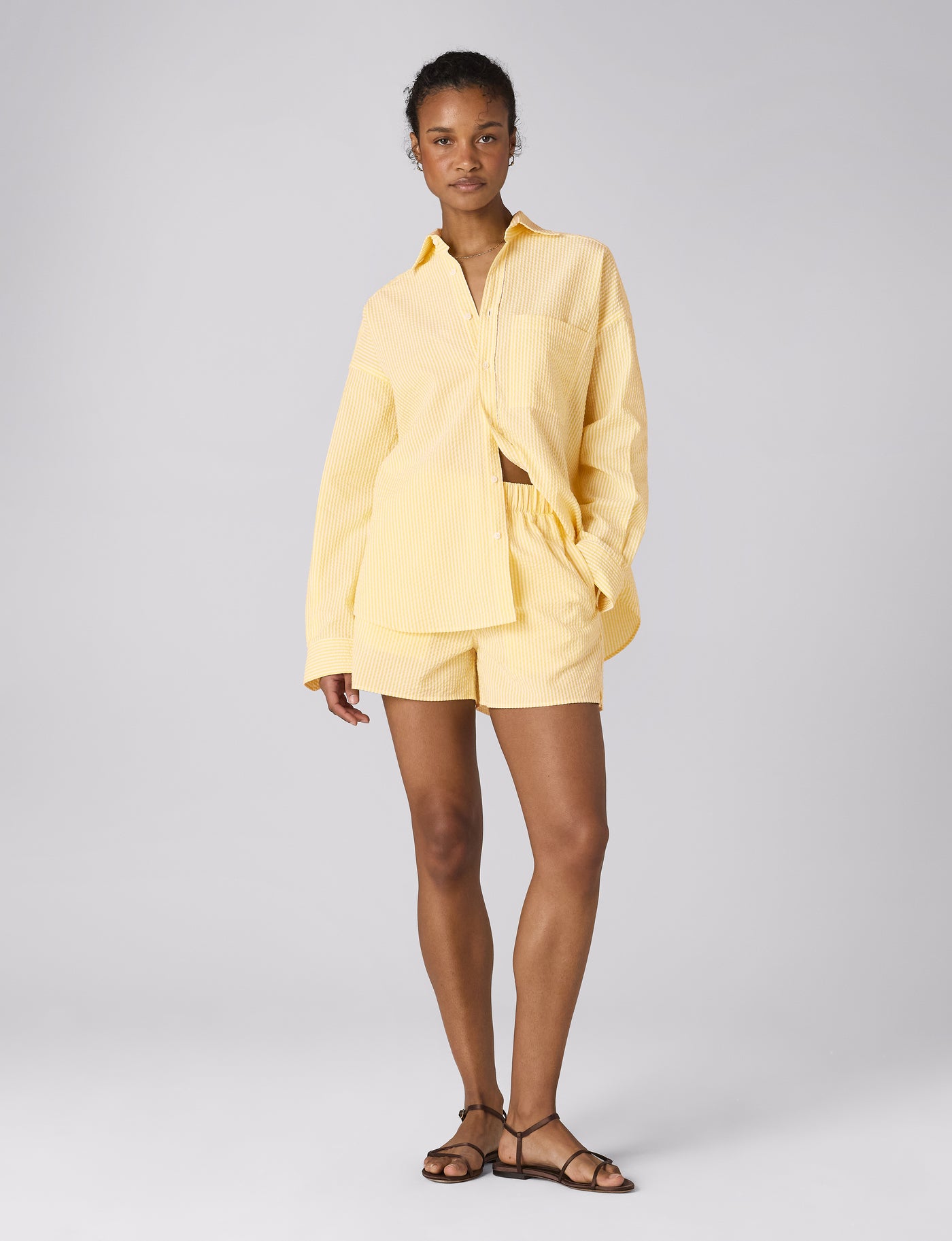 The Set: Seersucker, Yellow Stripe Shirt & Boxer Shorts
