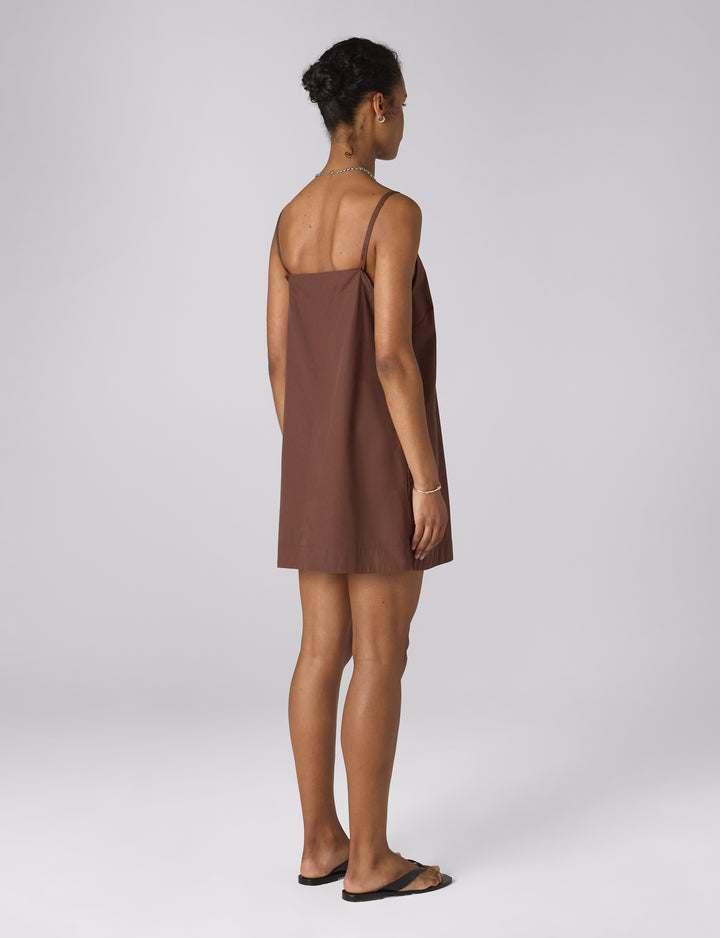 Andros Dress: Fine Poplin, Mocha x Lucy Williams