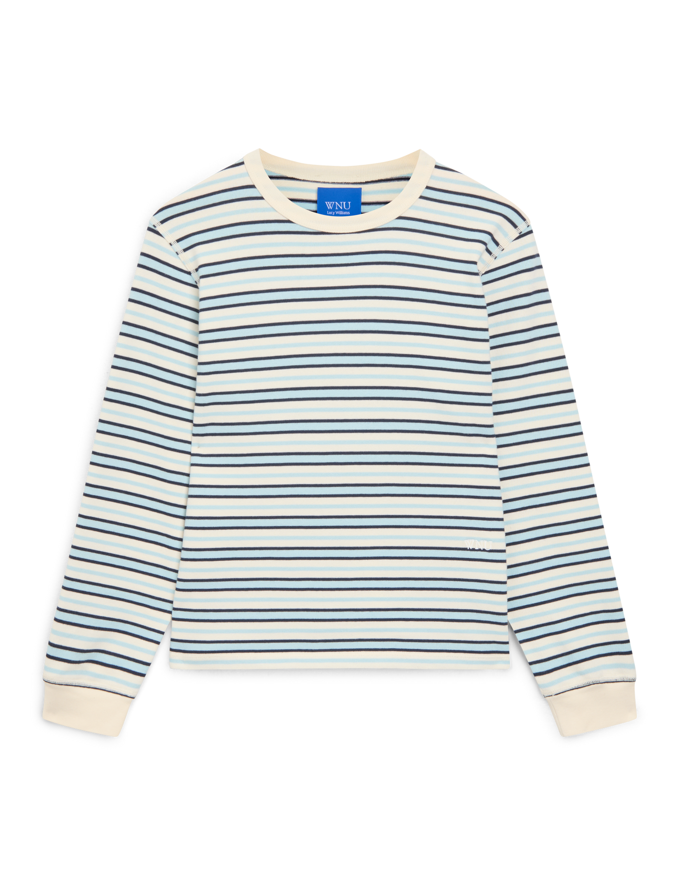 Katergo Top: Cotton Jersey, Icy Blue and Ecru Stripe x Lucy Williams