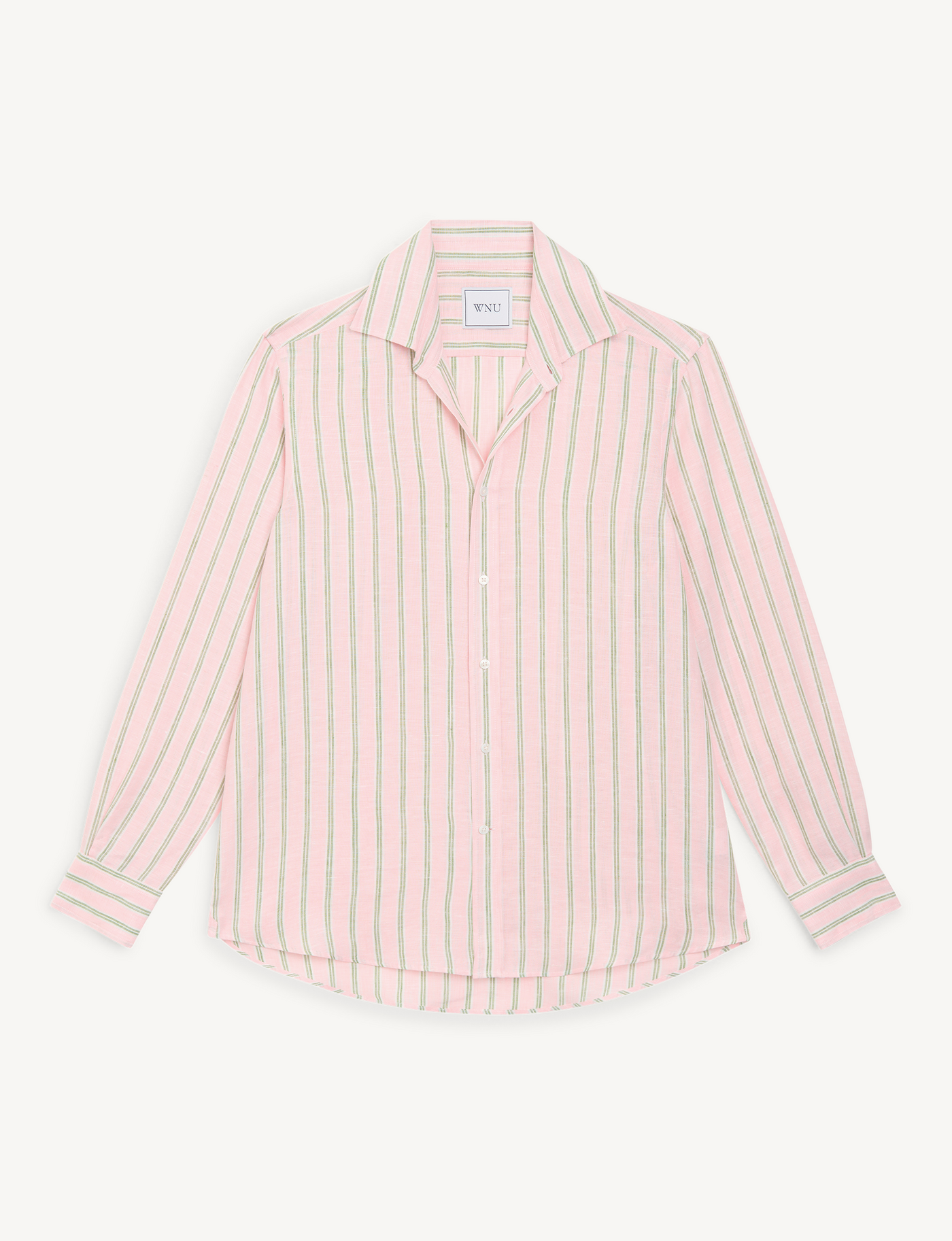 The Boyfriend: Linen, Pink and Green Stripe