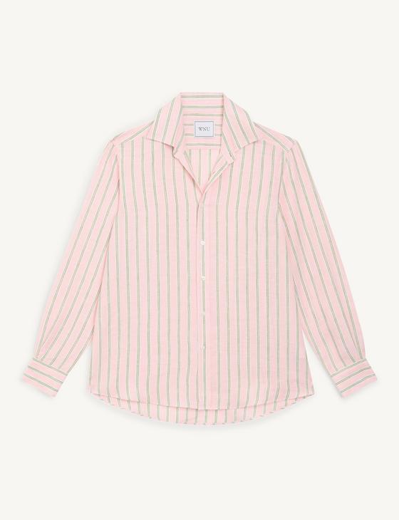 The Boyfriend: Linen, Pink and Green Stripe