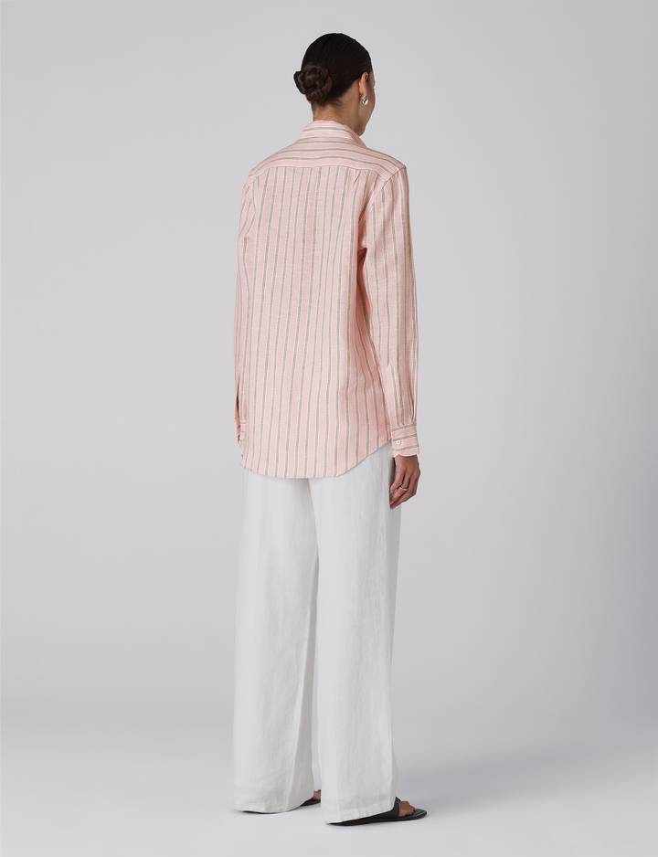 The Boyfriend: Linen, Pink and Green Stripe – With Nothing Underneath