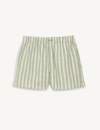 The Boxer: Linen, Green and Pink Stripe