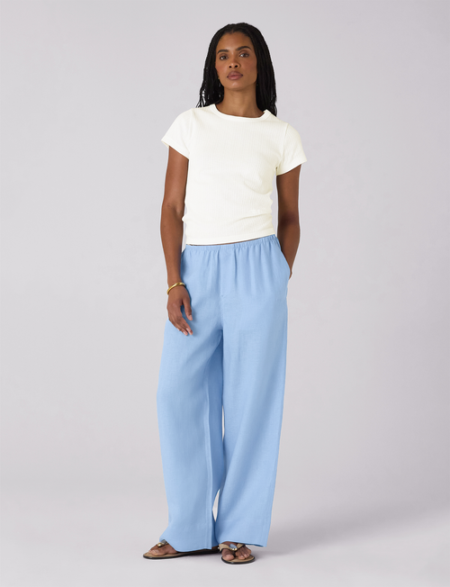 Bay Trouser: Linen, Cornflower Blue