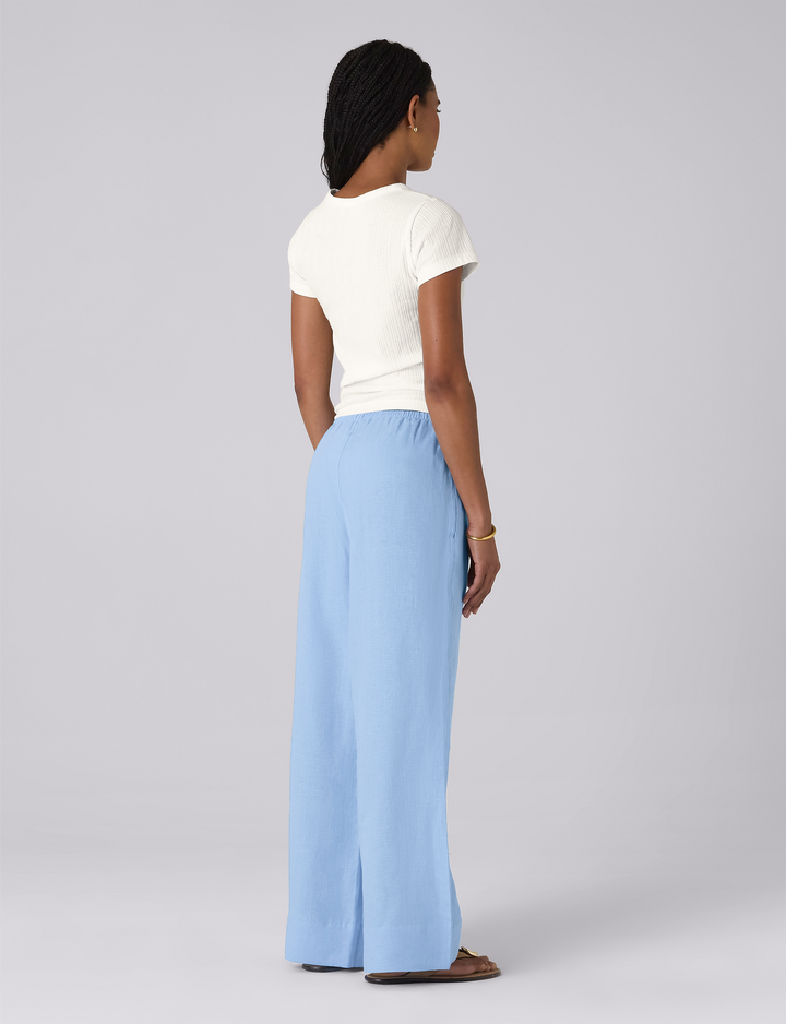 Bay Trouser: Linen, Cornflower Blue